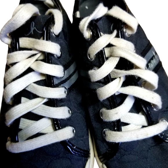 Coach Folly Signature Monogram Black and Silver Sneakers Size 6 - Picture 7 of 11